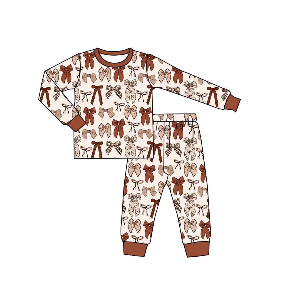 Pre order two pieces long sleeve brown coquette pj