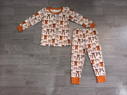 Pre order fall brown coquette print two pieces pajama set