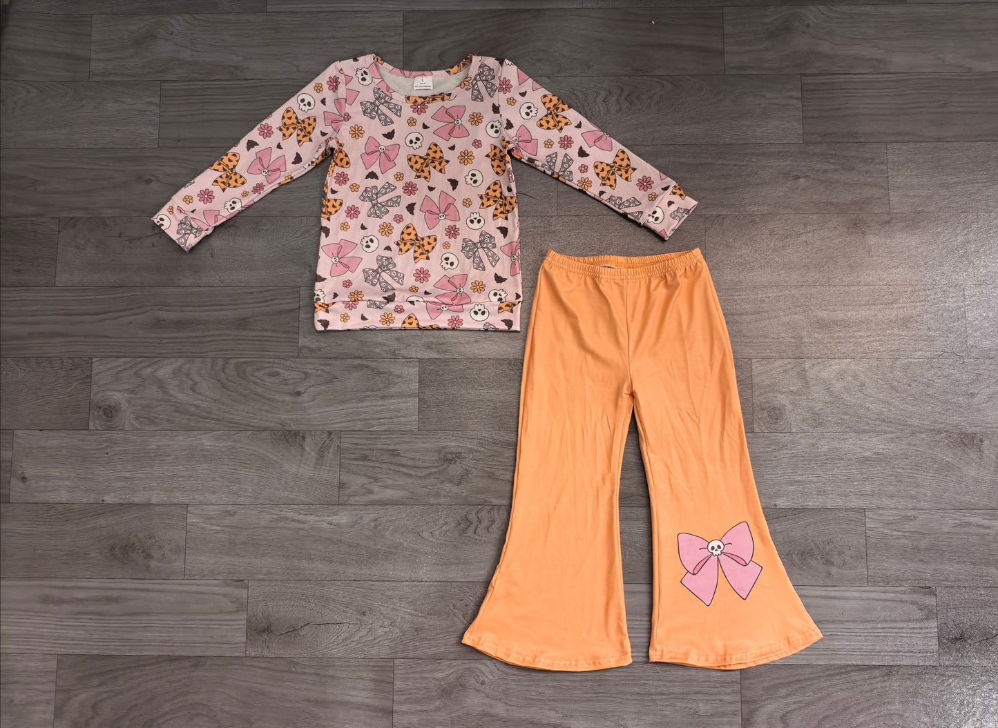 Pre order Halloween coquette bow print shirt pants set
