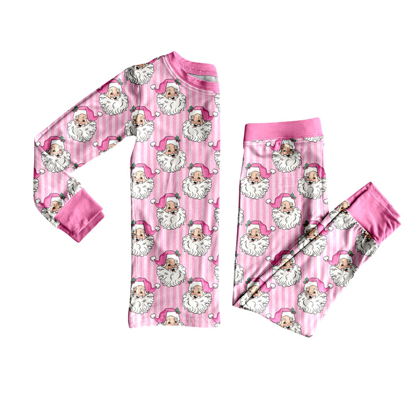 Pre order pink striped santa Christmas sibling girl clothing