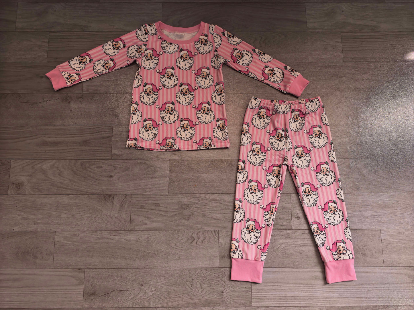 Pre order pink santa girl pajamas set