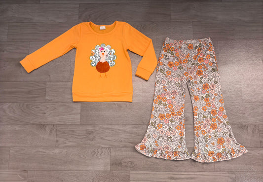 Pre order turkey embroidery floral pants girl outfit