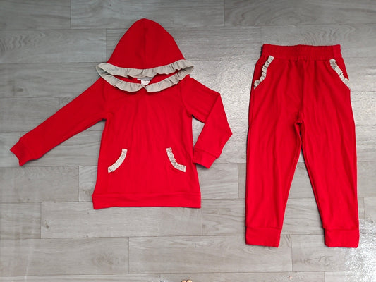Pre order solid color ruffle girl hoodie outfit