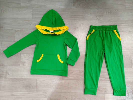 Pre order solid color ruffle girl hoodie outfit