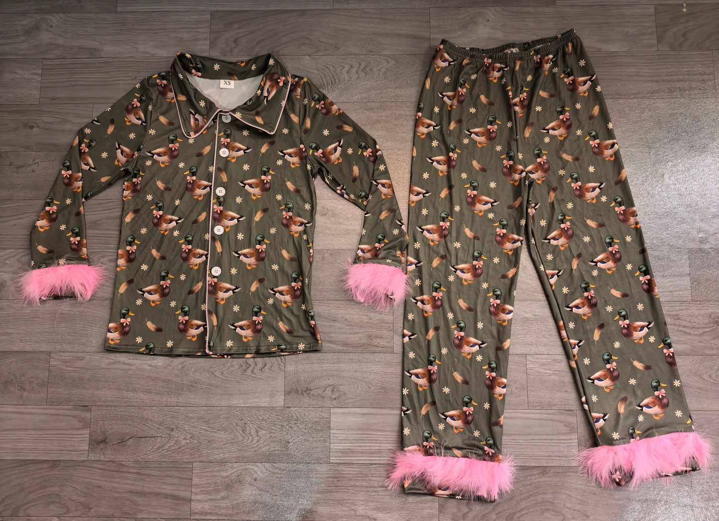pre order adult women duck call button down fur pajamas for Christmas