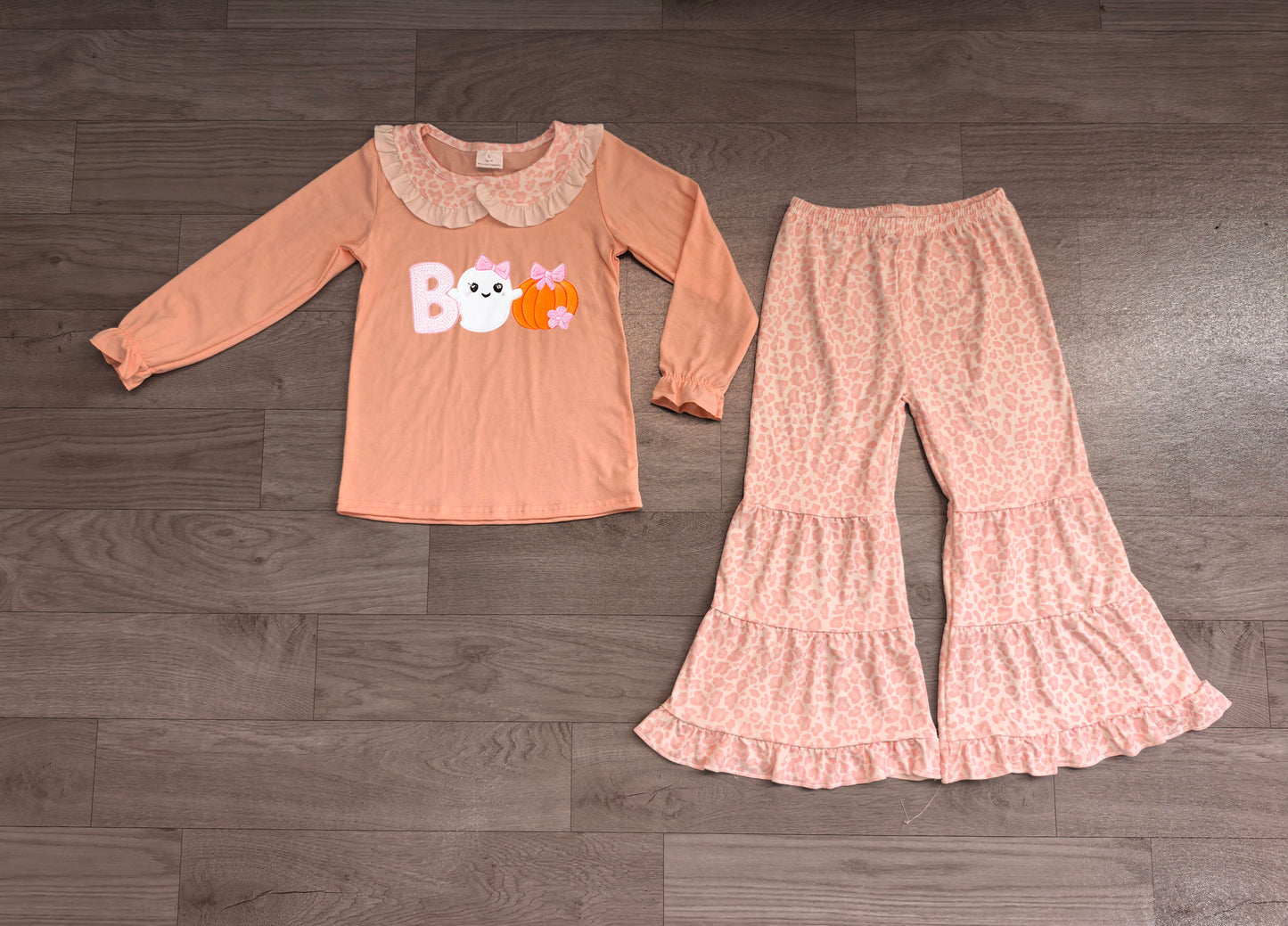 Pre order leopard embroidery boo flare pants set