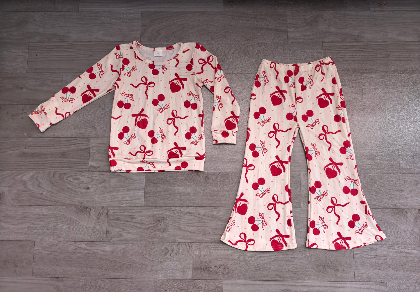 Pre order red bow heart berry shirt belle outfit Valentine's day girls clothing