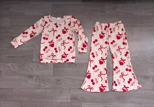 Pre order red bow heart berry shirt belle outfit Valentine's day girls clothing