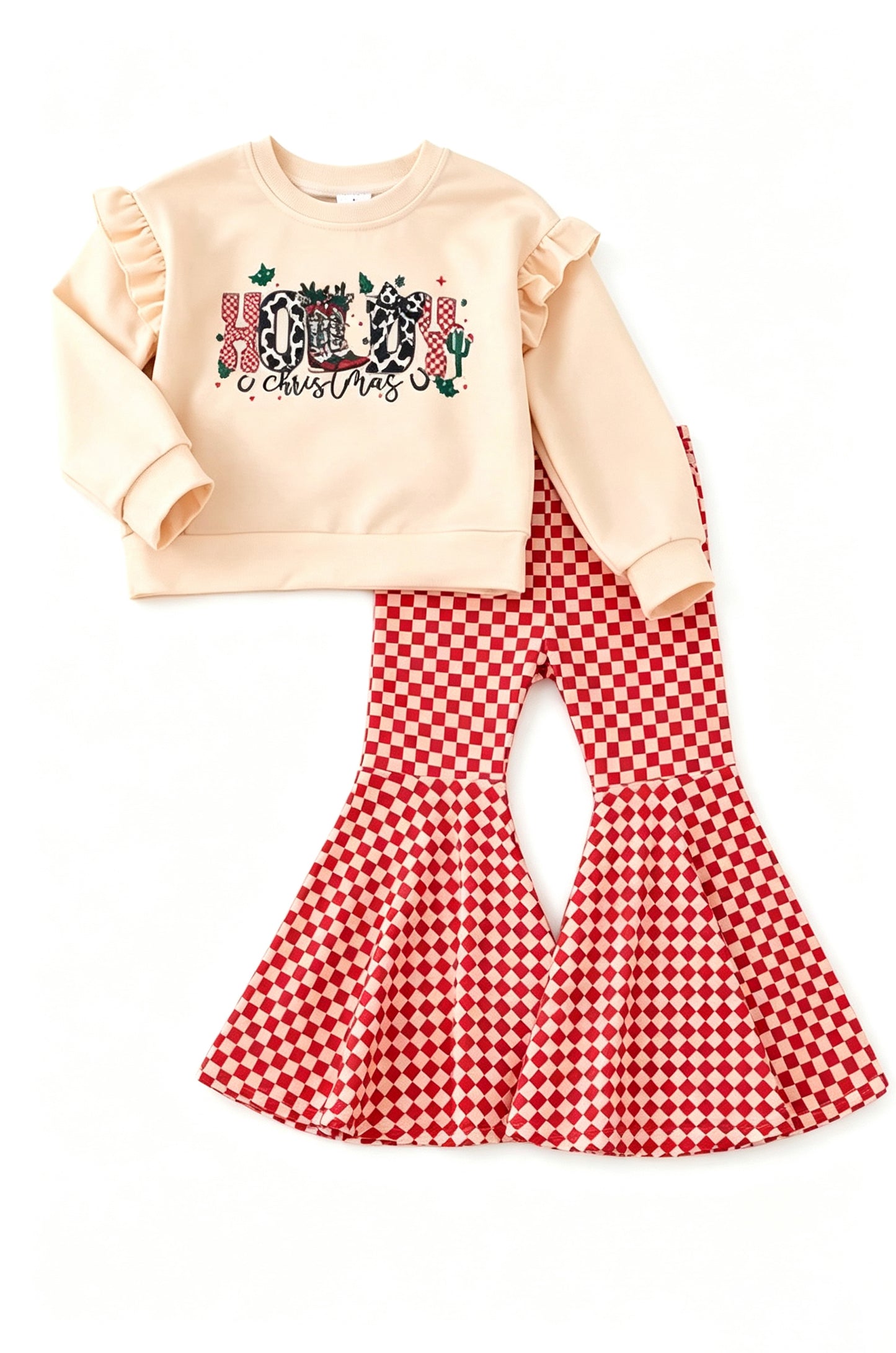 Pre order holly Christmas shirt bell bottom pants set