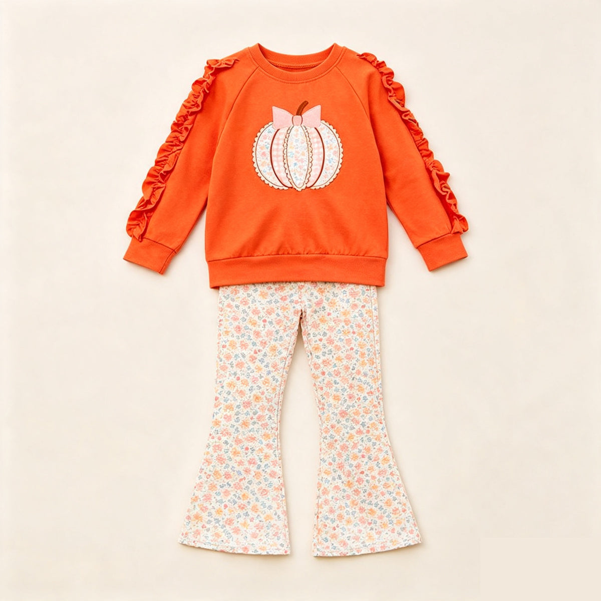 Pre order ruffle sleeve floral pumpkinbell bottom pants set