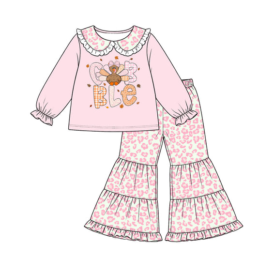 Pre order gobble pink leopard flare pants set