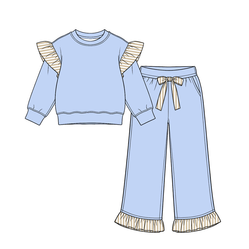 Pre order long sleeve colorful ruffle pants set