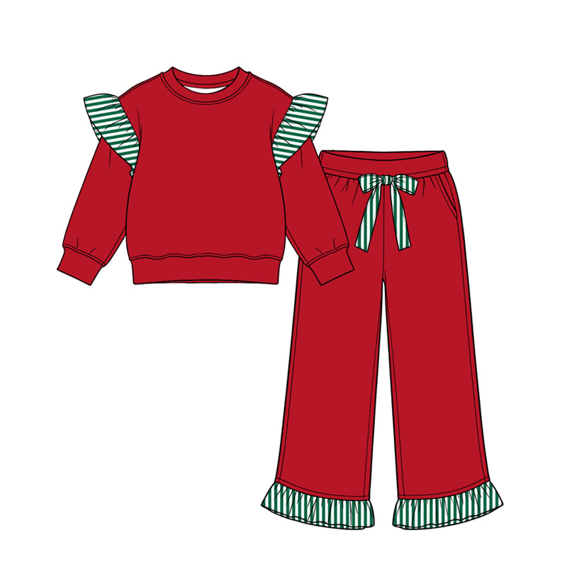 Pre order long sleeve colorful ruffle pants set