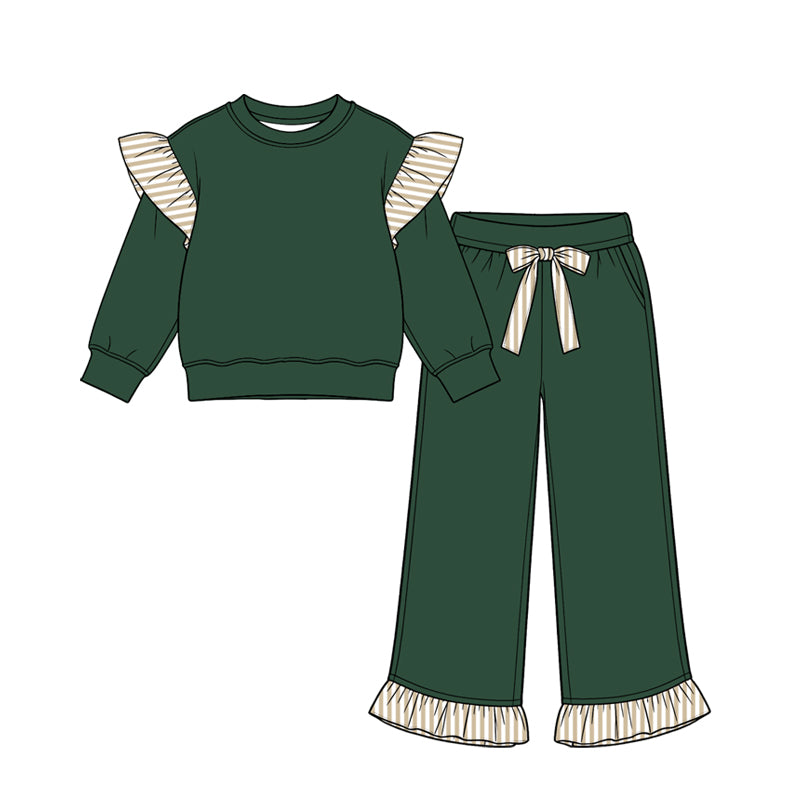 Pre order long sleeve colorful ruffle pants set