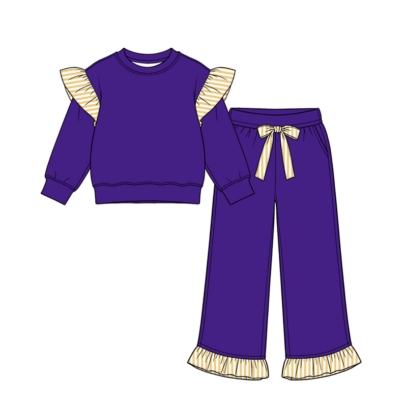 Pre order long sleeve colorful ruffle pants set
