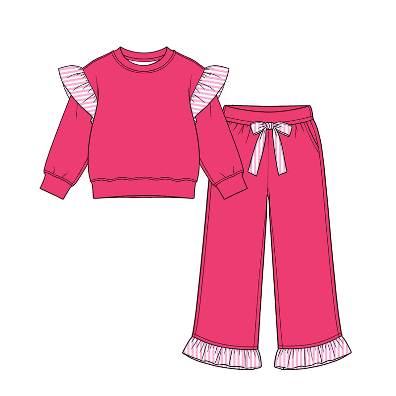 Pre order long sleeve colorful ruffle pants set