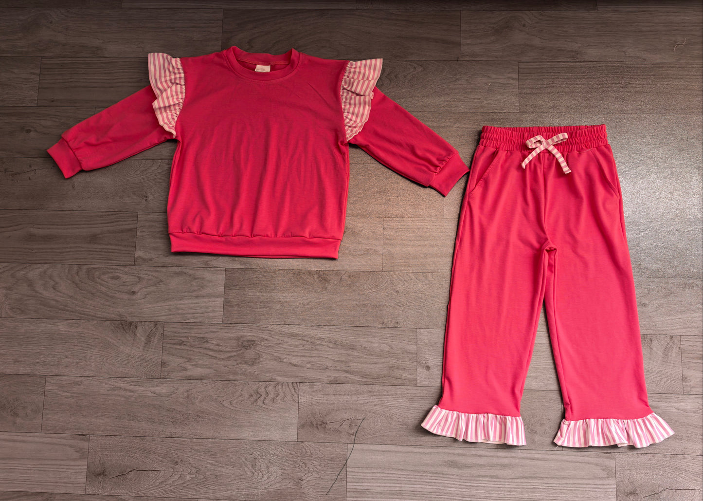 Pre order cotton hot pink sweatershirt pants outfit girls clothes