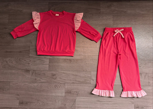 Pre order cotton hot pink sweatershirt pants outfit girls clothes