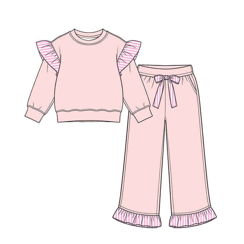 Pre order long sleeve colorful ruffle pants set