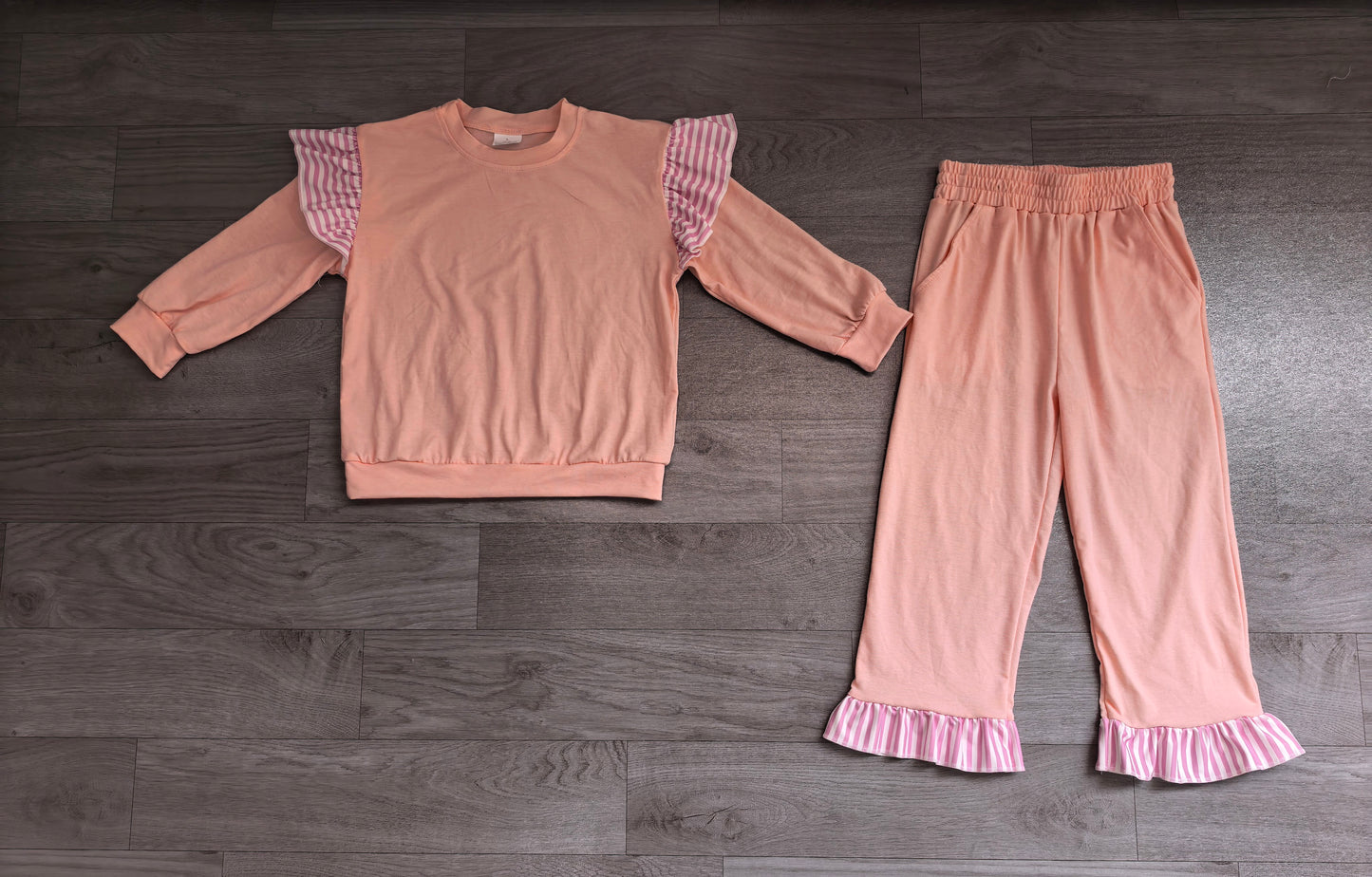 Pre order cotton pink sweatershirt pants outfit girls clothes