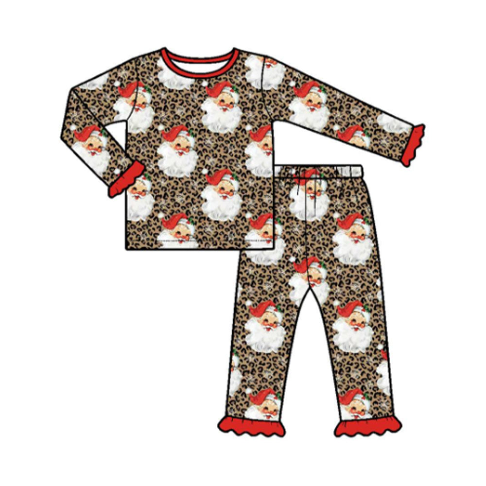 Pre order leopard santa sibling pajamas