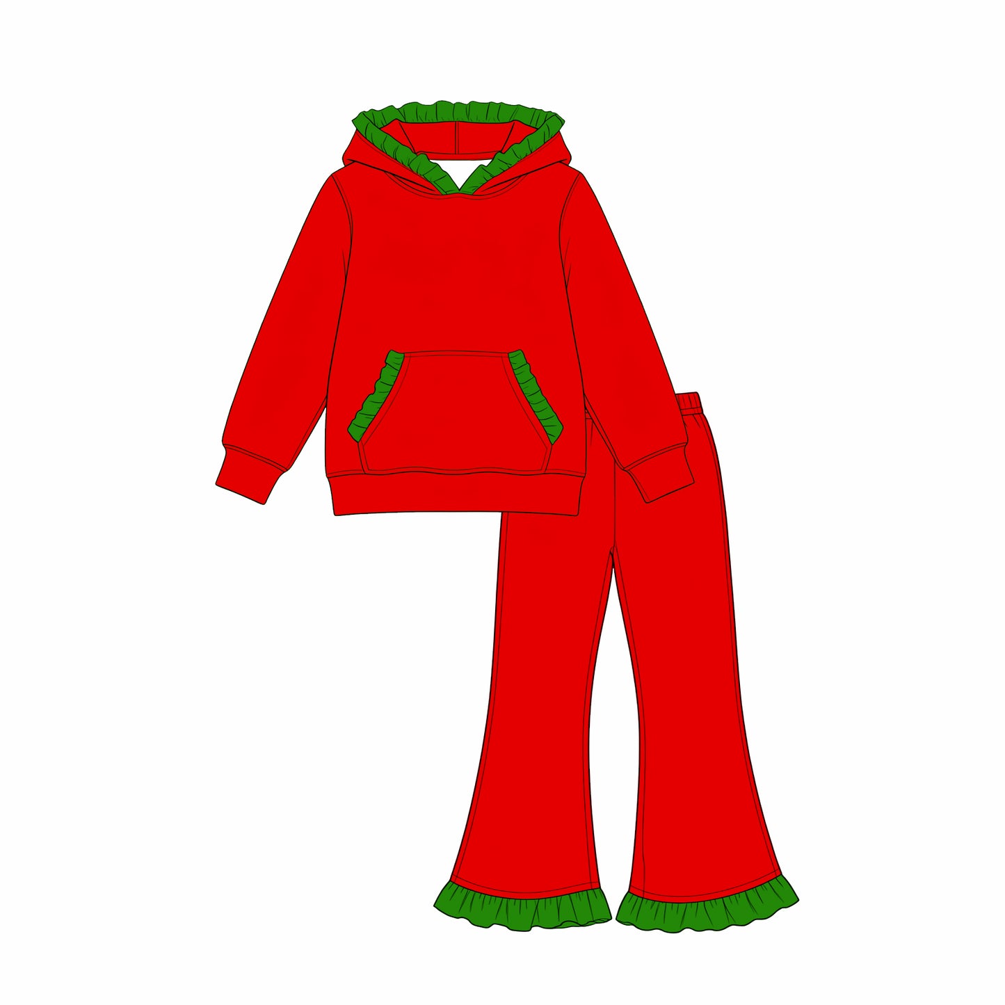 Pre order cotton ruffle hoodie outfit girls clothing