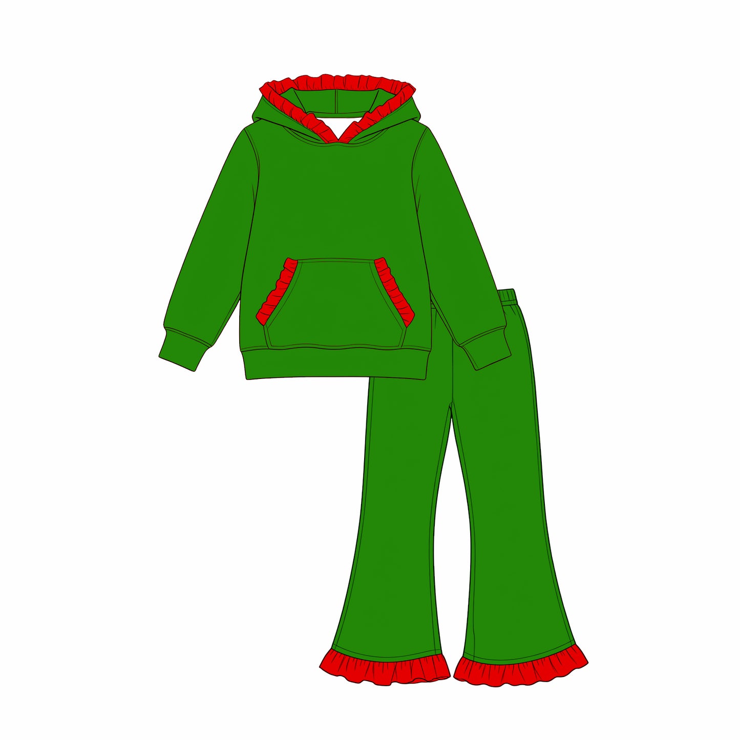 Pre order cotton ruffle hoodie outfit girls clothing