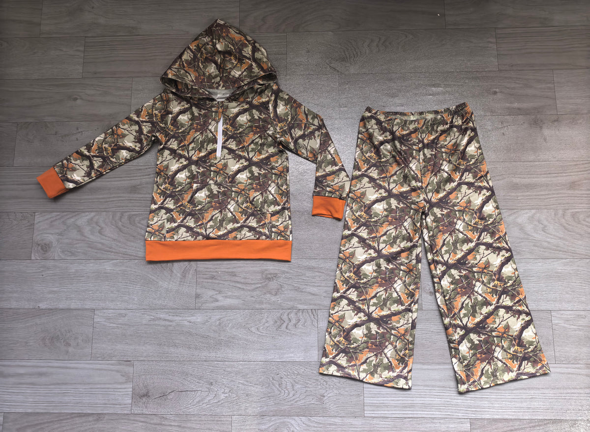 Pre order zip up camo hooded set