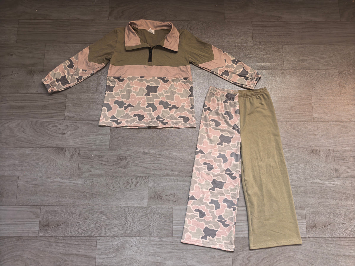 Pre order camo pullover wide leg pants girls outfit