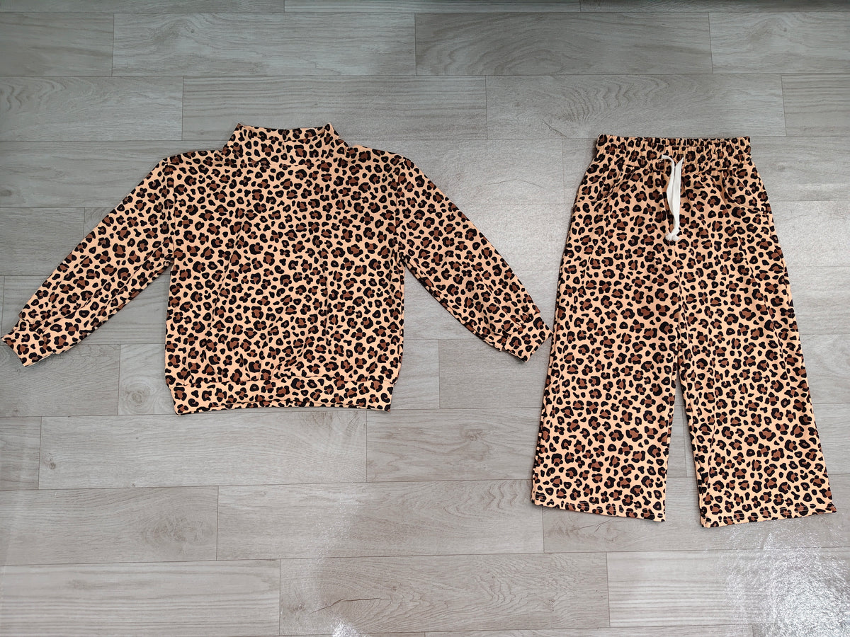 Pre order leopard wide leg athletic outfit