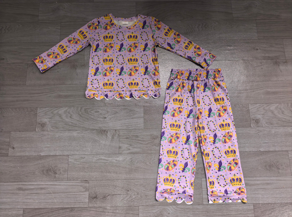 Pre order mardi gras scallop pants set