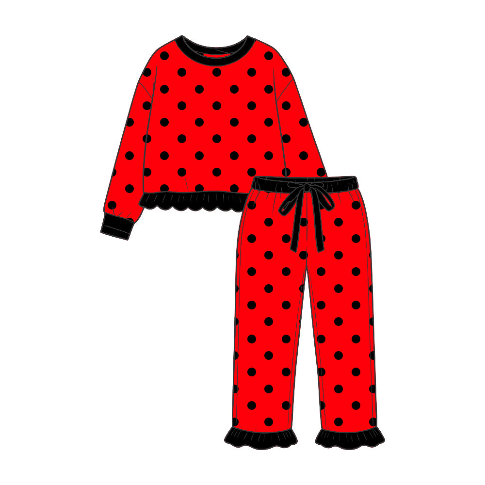 Pre order polka dots ruffle outfit