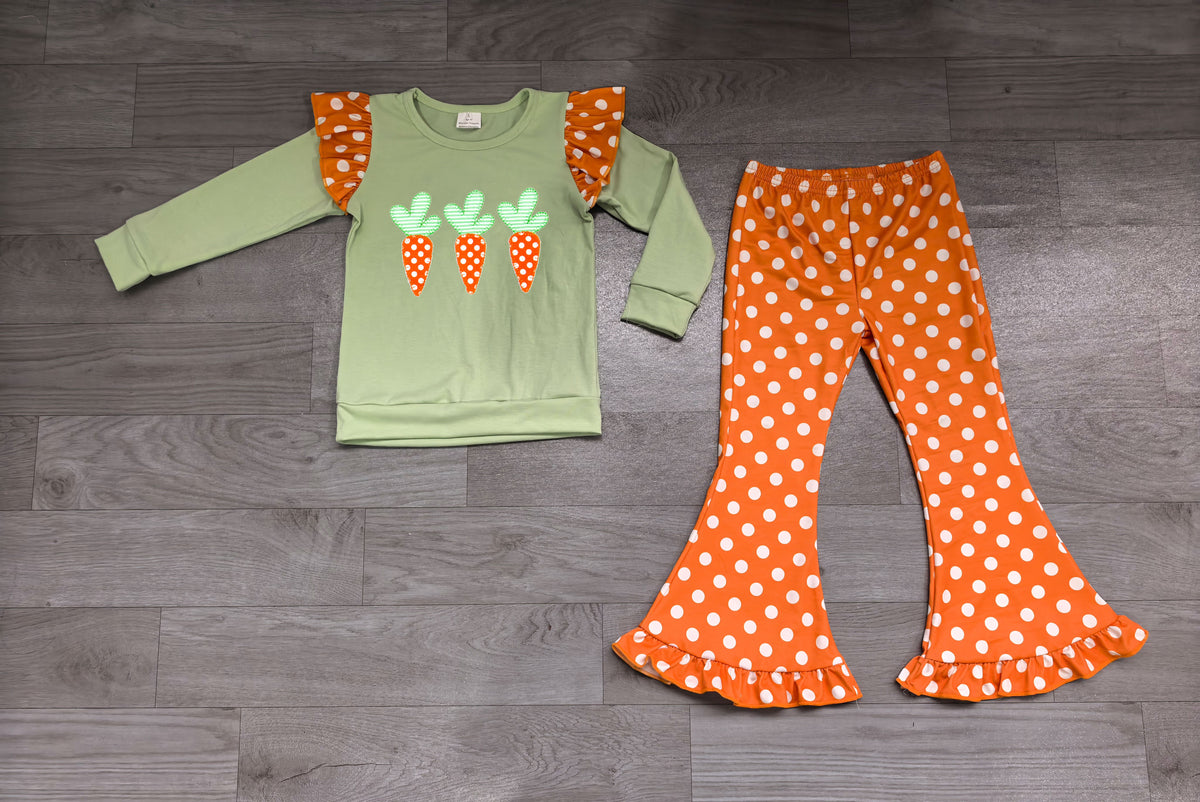 Pre order baby girl easter polk dots carrot belle bottom outfit