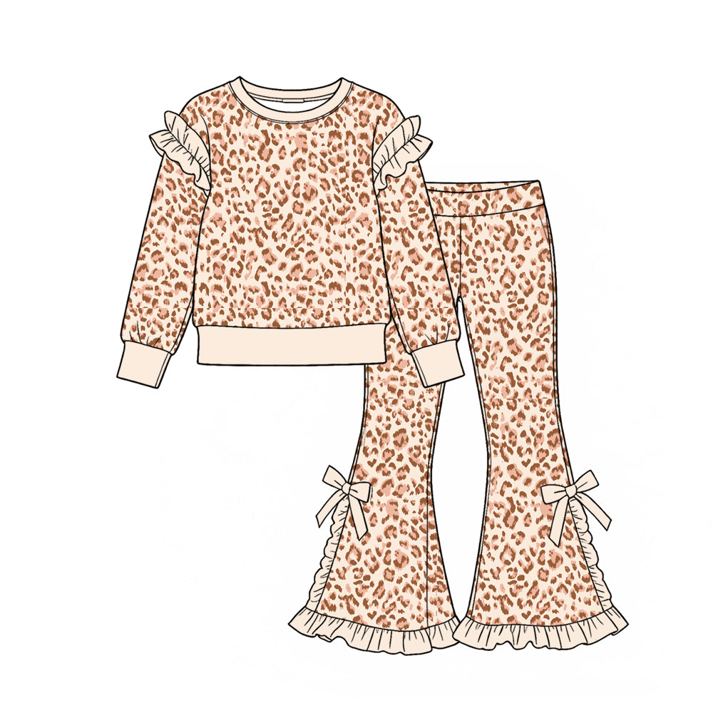 Pre order polka dots leopard striped outfit girls clothing