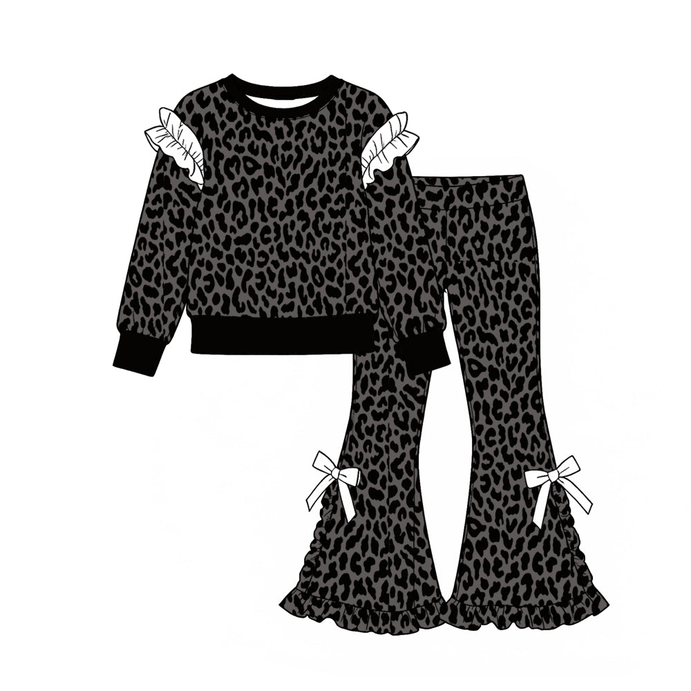 Pre order polka dots leopard striped outfit girls clothing