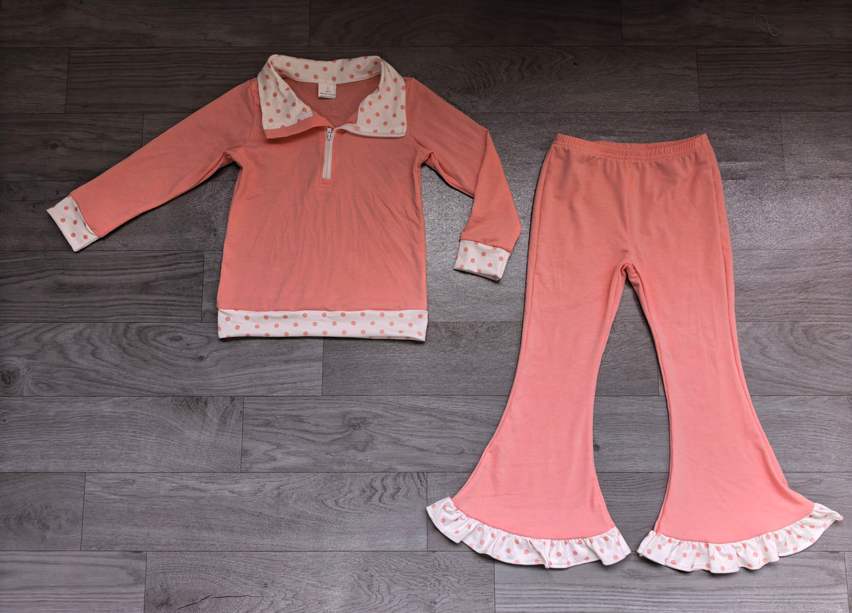 Pre order toddler girl zip pullover bell bottom pants set