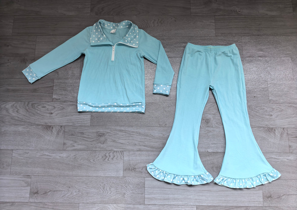 Pre order toddler girl zip pullover bell bottom pants set