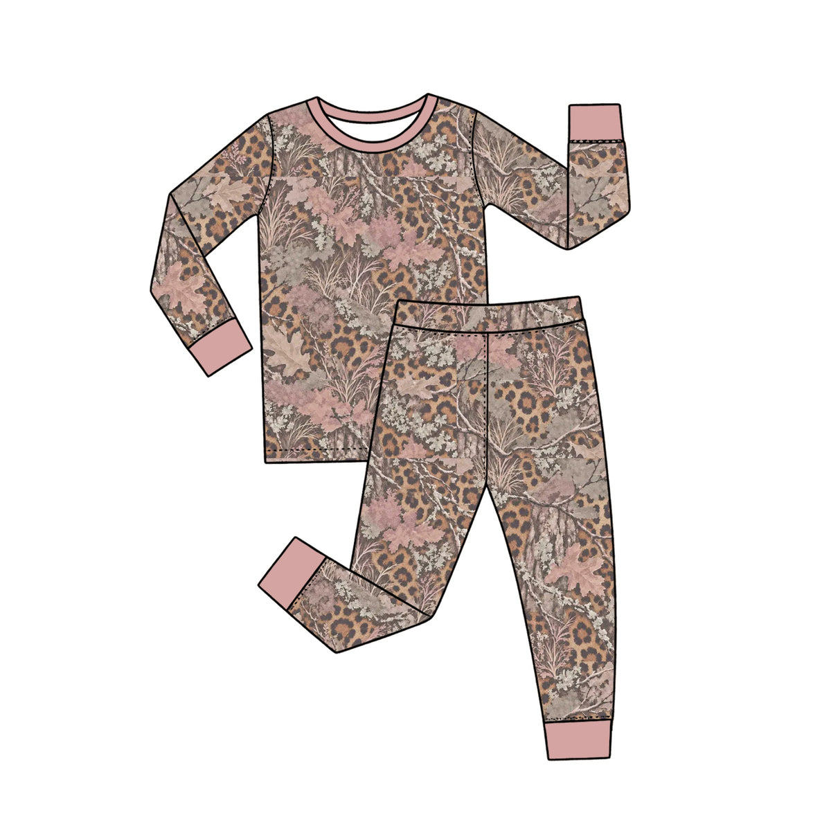 Pre order leopard leaves print girl sibling clothing