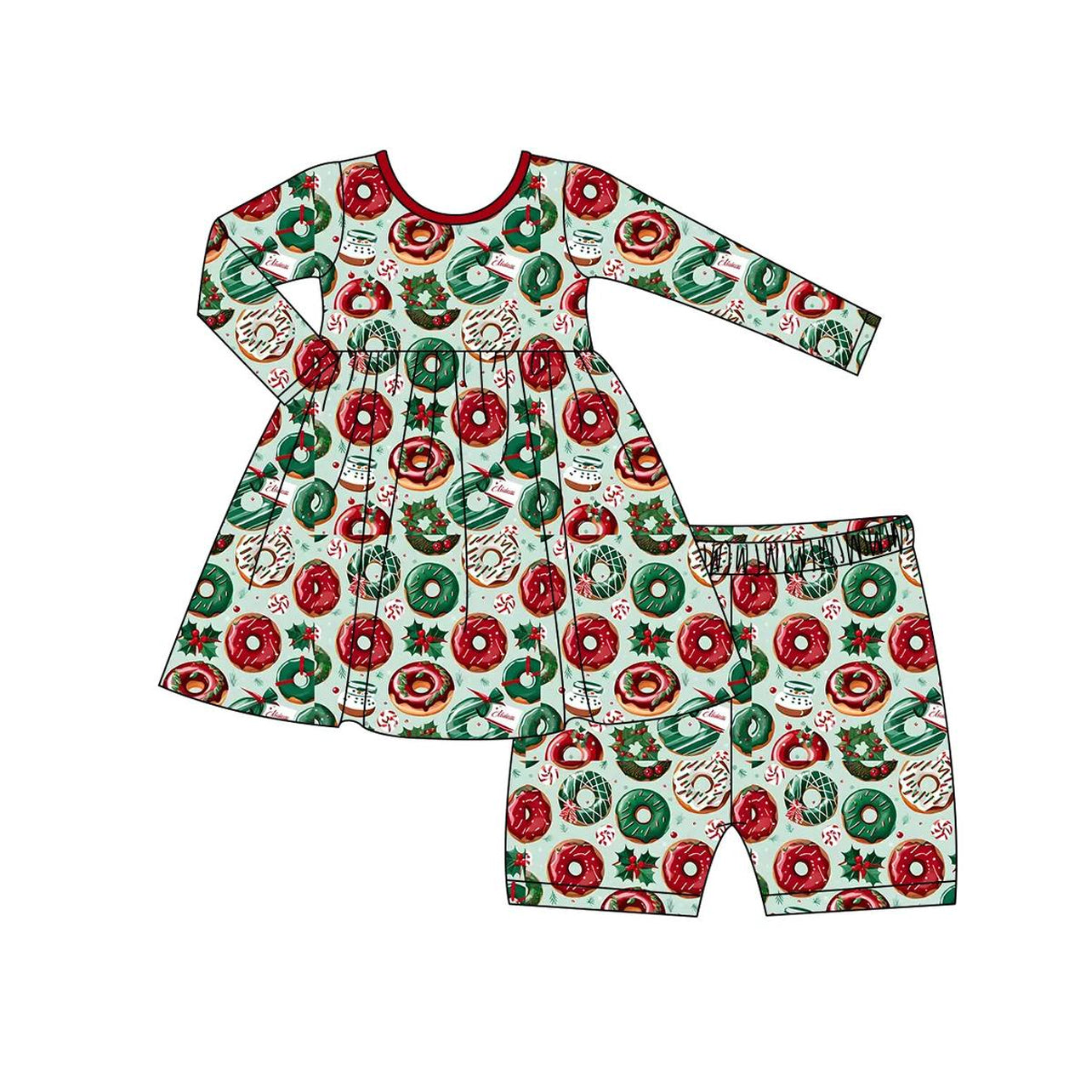presale GLS0002  Christmas red and green long-sleeved shorts suit  2024 9.28