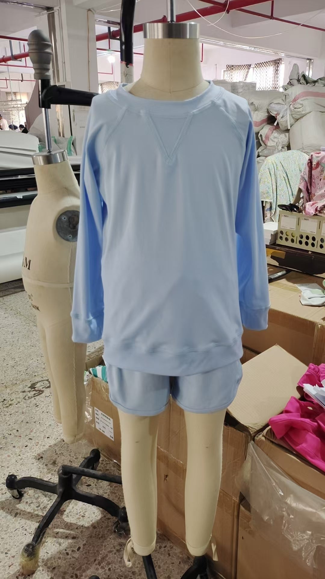 presale GLS0006 Baby Girls Blue Long Sleeves Top Short Yoga Set  D 4.25