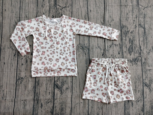 Pre order long sleeve leopard shorts set