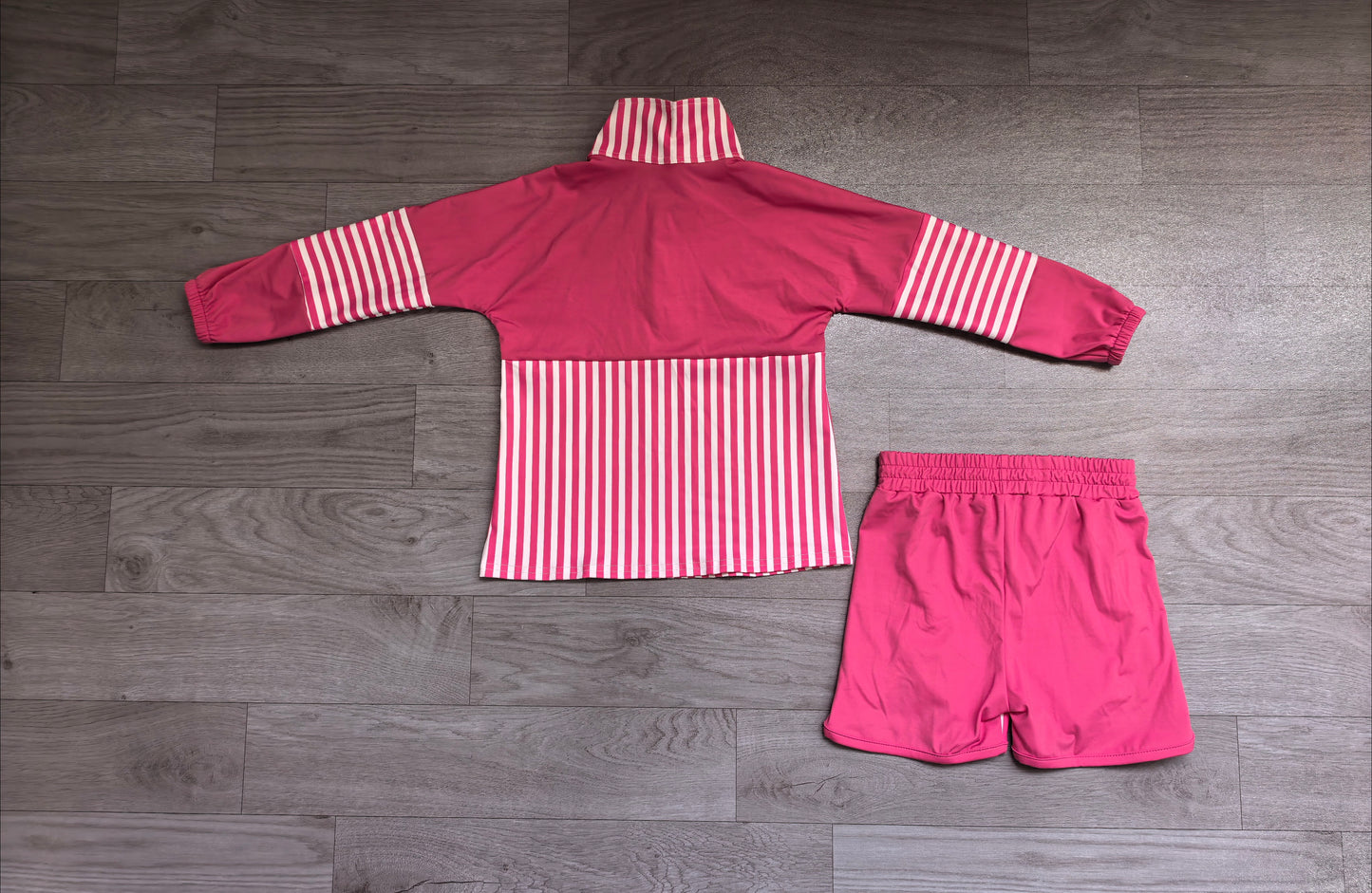 Pre order hot pink zip active shorts set girls athletic outfit