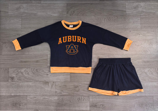 Pre order digital print girls team navy shorts outfits