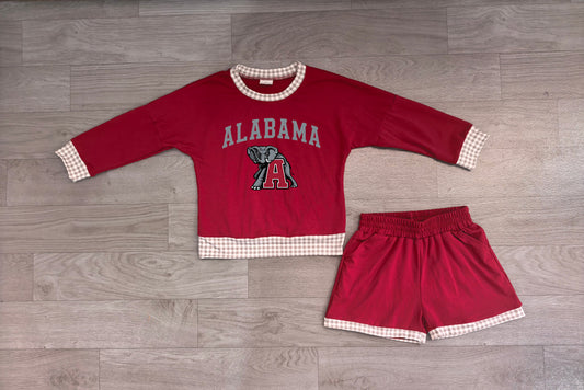 Pre order digital print girls team maroon shorts outfits