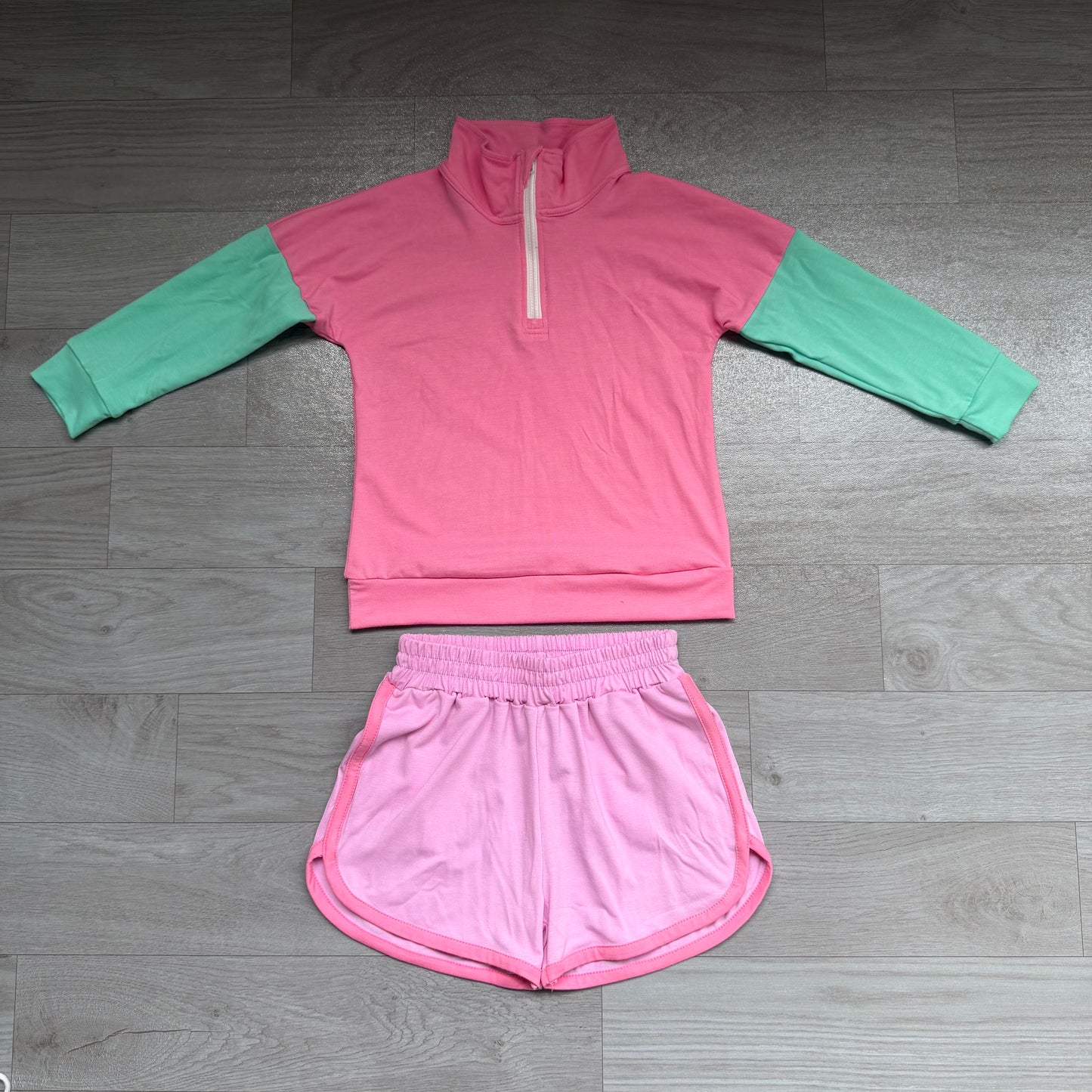 Pre order colorful cotton long sleeve shorts set