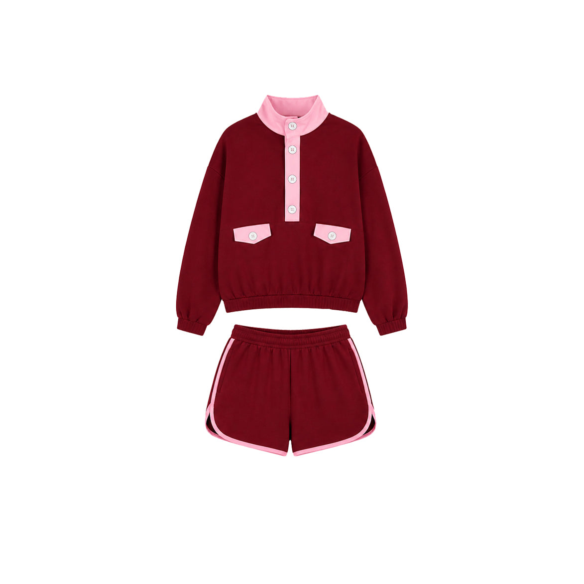 Pre order long sleeve button up top shorts set