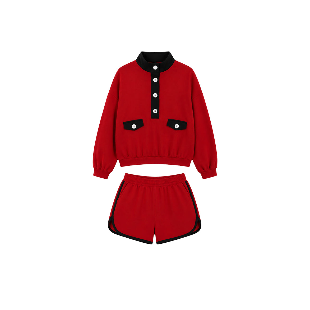 Pre order long sleeve button up top shorts set