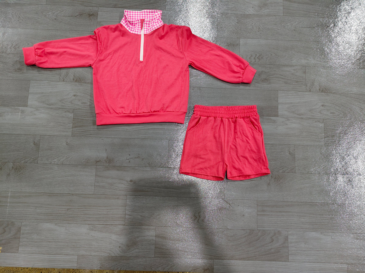 Pre order long sleeve cotton pullover shorts set