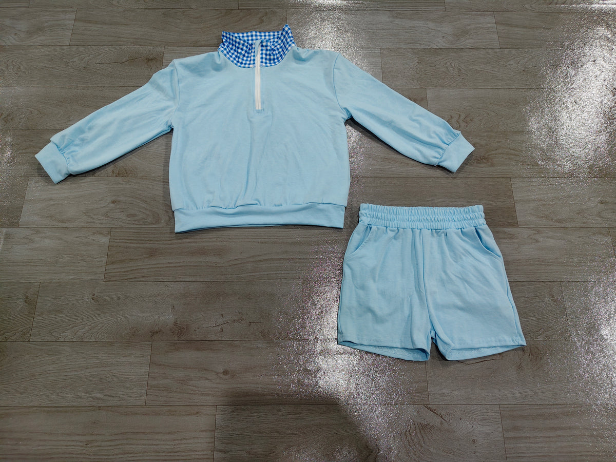 Pre order long sleeve cotton pullover shorts set