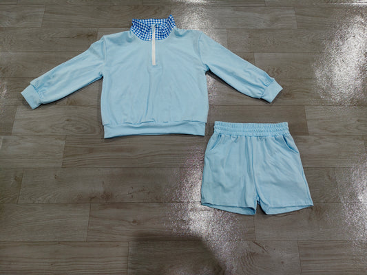 Pre order long sleeve cotton pullover shorts set